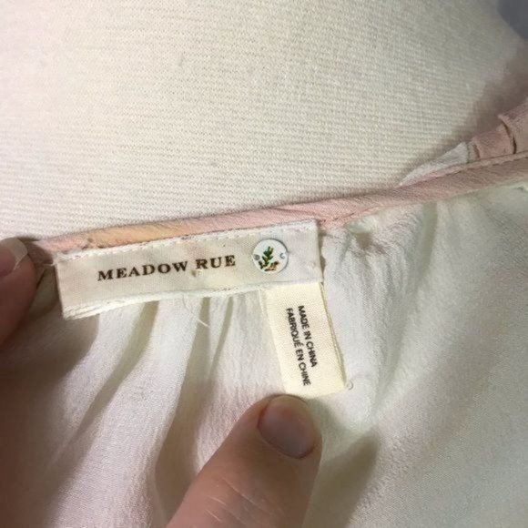 Anthropologie Meadow Rue L silk tank cream pink - Picture 7 of 8